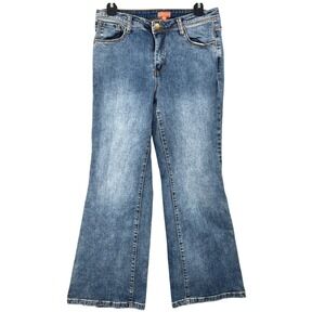 ModCloth Wide Leg Jeans Womens L 29x29 Blue Flare Stretch Retro